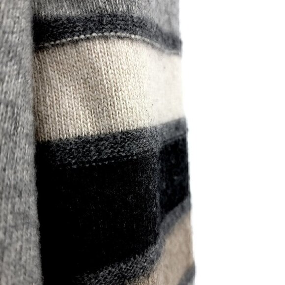 Talbots Women's Vtg Medium Petite Neutral Sweater Wool Angora Striped Cardigan - Picture 10 of 11